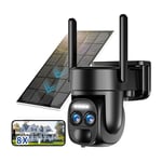 Caméra de Surveillance Extérieur, 4K 5Dbi Camera Surveillance WiFi Exterieure sans Fil Solaire,avec Panneau Solaire,Détection Humaine AI,Audio