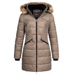 Geographical Norway Veste d'hiver pour femme - Parka - Capuche en fourrure - Cora IMS - Avec bonnet UD - S M L XL XXL, Debby Taupe, M