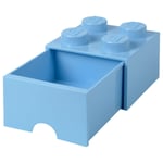 LEGO Brick Drawer, 4 Knobs, 1 drawer, Stackable Storage Box, Light Blue