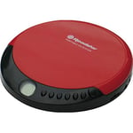 Roadstar PCD-435NCD/RD Discman, Lecteur CD, CDA, CD-R, CD-RW, Portable avec Écouteurs Inclus, sans Fil, Écran LCD, Piles, Rouge