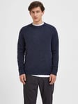 SELECTED HOMME Rails Alpaca Wool Blend Crew Jumper, Sky Captain