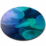 Round Mouse Mat - Beautiful Jellyfish Blue Sea Creatures Office Gift #8379