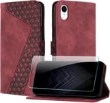 Coque Pour Iphone Xr (6,1 Pouce), Cuir Pochette De Portefeuille Avec Film De Protection D'ecran [Support] [Magnetique] Emplacements Cartes Pour Iphone Xr - Rouge