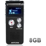 ANTCOOL(R) Enregistreur vocal 8GB Mini USB dictaphone numerique LCD 650Hr Lecteur MP3 Audio Recorder