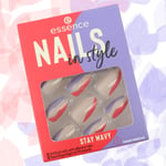 NAILS IN STYLE Essence Stay Wavy Artificial Acrylic Manicure Purple Red Design