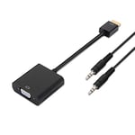 AISENS A122 – 0126 – Convertisseur HDMI vers SVGA (Jack 3.5/H, 10 cm + 1 m pour connecter l'écran VGA) Couleur Noir