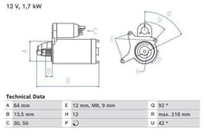 Startmotor Bosch - Peugeot - Citroen - Opel - Ds