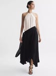 Reiss Natalia Colour Block Hanky Hem Maxi Dress, Cream/Black