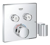 GROHE Grohtherm Smartcontrol Thermostat for Shower Or Bath, for Concealed Installation, with Two Valves Valves and Integrated Shower Union Square Shape, Chrome Finish, Made In Germany 29125000