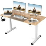 Bureau Assis Debout Électrique, 140 x 70 x 72-116 cm, Table Ergonomique Réglable en Hauteur, Mono-Moteur Naturel Foncé - Costway