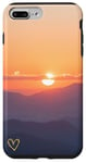 iPhone 7 Plus/8 Plus Sunset Cloud and Mountain Love Heart Design Gold Case