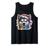 Funny Husky Christmas Lights Angry Dogs Xmas Men Boys Women Tank Top