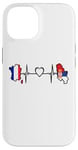 Coque pour iPhone 14 France Serbie Heartbeat Drapeau Français Serbie