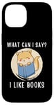 Coque pour iPhone 14 Mignon chat kawaii chaton What Can I Say I Like Books