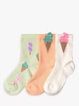 Lindex Kids' Ice Cream Socks, Pack of 3, Light Orange/Multi