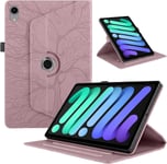 Coque Pour Ipad Mini 7 Tablette Coque/Ipad Mini 6 8.3"" 2024/2021 Tablette Cover Étuis Cuir 360°Rotatif Multi-Angle Stand Flip Protection Housse Cover Pour Ipad Mini 7,Rose Gold Arbres