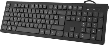 Clavier Ordinateur, Clavier Filaire AZERTY Français, Clavier USB Plug Play, Touches Chiclet à Profil Bas, Pavé Numérique, Indicateurs de Majuscules, Pieds Pliables, Lettres Anti-dégâts et Anti-Usure