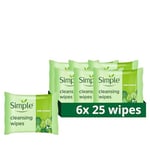 Simple Kind to Skin Bio-degradable Cleansing Wipes face wipes to remove waterproof eye make-up for sensitive skin 6x 25 wipes