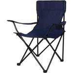 Chaise de camping pliante avec porte-gobelet, chaise de pêche, chaise de plein air, pique-nique extérieur, plage, jardin (Bleu marine)