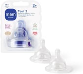 MAM Teats Size 2, Suitable for 2+ Months, Medium Flow 2 count (Pack of 1)