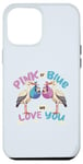 Coque pour iPhone 12 Pro Max Rose ou bleu, mignon cigogne portant bébé dessin animé