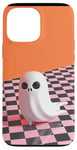 Coque pour iPhone 13 Pro Max Ghost Pastel Goth Halloween Decor Orange à carreaux