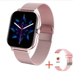 Montre Connectée Avec Écran Tactile Complet Pour Hommes Et Femmes,Tracker D'activité,Appel Bluetooth,Horloge Intelligente Pour Dames,2024 "",Document,1.69 - Type Mesh Belt Pink #B