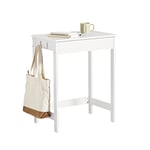 SoBuy Bureau Informatique, Table, Poste de Travail, Bureau Ordinateur, Bureau Enfant, Table pour Enfant avec 1 Tiroir et 2 Crochets, Blanc, pour Bureau, Chambre d'enfant, L60xP40xH76 cm, FWT43-W