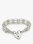 Vintage Fine Jewellery Second Hand Silver Padlock 4 Bar Gate Link Bracelet, Dated London 1978