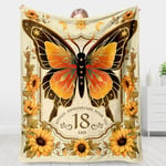 Cadeau 18 Ans Fille, Anniversaire 18 Ans Fille, Couverture Imprimé Papillon, Cadeau Ado Fille 18 an, Cadeau Femme Original 18 Ans, Cadeau Anniversaire pour Soeur, Amie, Fille, Petite-Fille(157*132cm)