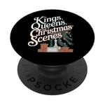 Kings Queens Scènes de Noël échecs PopSockets PopGrip Adhésif