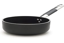 Pentole Agnelli Ligne ALLBLACK 5 mm Casserole Basse avec Fond à Induction 10 mm, 1 Manche Cool 24 cm Argent