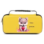 Etui pochette Switch lite jaune chien sakura fleur de cerisier personnalisee