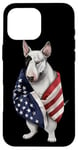 Coque pour iPhone 16 Pro Max Bull Terrier Dog Patriot Wrap dans le drapeau des États-Unis Amérique