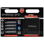 4 x Panasonic Eneloop PRO AAA 930mAh batteries Rechargeable BK-4HCDE Storage box