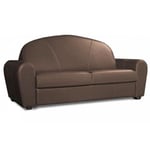 Canapé lit club deluxe convertible express 120 cm cuir taupe matelas 16 cm