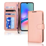 TECHGEAR Galaxy A05s Leather Wallet Case, Flip Book Protective Case Cover [RFID BLOCKING] with Wallet Card Holder, Stand and Wrist Strap - Rose Gold PU Leather with Magnetic Closure For Samsung A05s