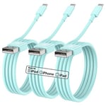 iPhone Charger Cable 1M, 3Pack Apple MFi Certified iPhone Lightning to USB Cable 1Meter, Fast iPhone Charging Wire Apple Lead for iPhone 13/12/11 Pro/11/XS MAX/XR/8/7/6s/6/5S/SE iPad Original Blue