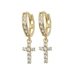 James Moore TH ER1124 9k Yellow Gold Drop Cross Cubic Jewellery