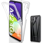 Coque Samsung Galaxy A22 4G (Pas pour 5G), Transparent Silicone TPU Case Intégral 360 Degres Full Body Protection Coque