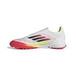 adidas Mixte F50 League Laceless Football Boots Turf Chaussures, Cloud White/Core Black/Solar Yellow, 40 EU