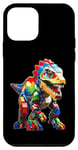 Coque pour iPhone 12 mini Jeu de briques T-Rex pour les amateurs de dinosaures