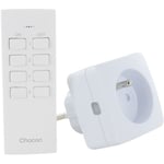 Set 2 mini prises - CHACON - On/Off - 2300 W (FR) + telecommande - Blanc