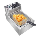 6L 2500W Commercial Stainless Steel Electric Deep Fryer Fat Chip w/Frying Basket