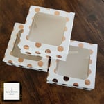 Pack Of 3 PETIT FOUR ROSE GOLD spot Sweet Cake Treat Boxes CHOCOLATES Truffles