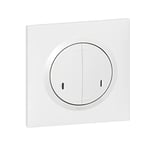 Legrand Interrupteur Double Connecté 2x250w avec Neutre 5W à 125W LED Compatible Toute Charge - Dooxie with Netatmo Complet (Fixations, Support, Enjoliveur et Plaque) - Blanc - 199238