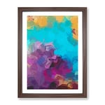 Ticket To Ride Abstract Framed Print for Living Room Bedroom Home Office Décor, Wall Art Picture Ready to Hang, Walnut A3 Frame (34 x 46 cm)