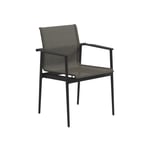 Gloster - 180 Stacking Chair With Arms, Frame Meteor, Granite Sling - Matstolar utomhus - Henrik Pedersen - Svart - Metall/Syntetiskt