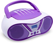 MOOOV Pop Purple, Lecteur CD Portable, Lecture CD-R/CD-RW/CD-MP3, Radio FM, Port USB, Son Stéréo 6W, Poignée Ergonomique, Fonctionne sur Secteur ou Piles - 477404