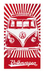 BRISA VW Collection - Serviette de Plage-Sauna-Tapis de Bain en Design Combi T1 (Samba Stripes/Rouge)